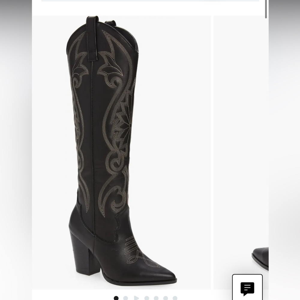 New Steve Madden Black Western Lasso Knee Boots